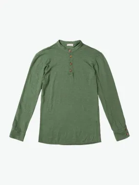 Henley Organic Cotton Slub Long Sleeve T-shirt Forest Green