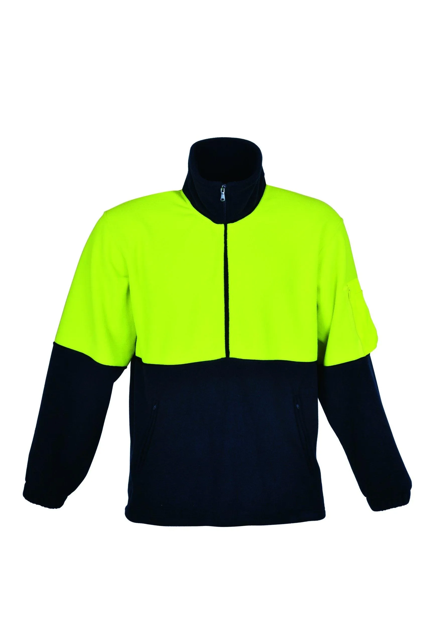 1/2 Zip Polar Fleece Top Hi Viz - Yellow/Navy