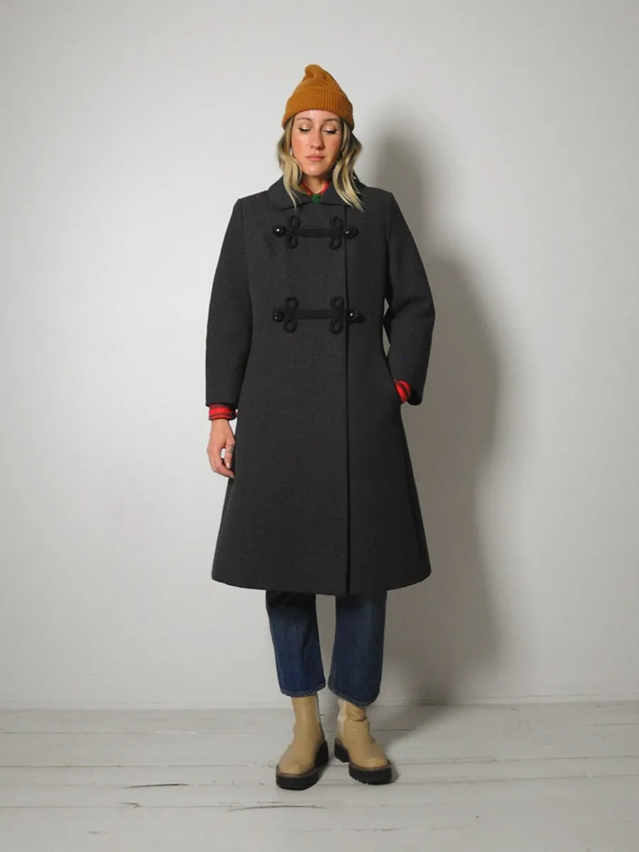 1960's Charcoal Wool Peacoat