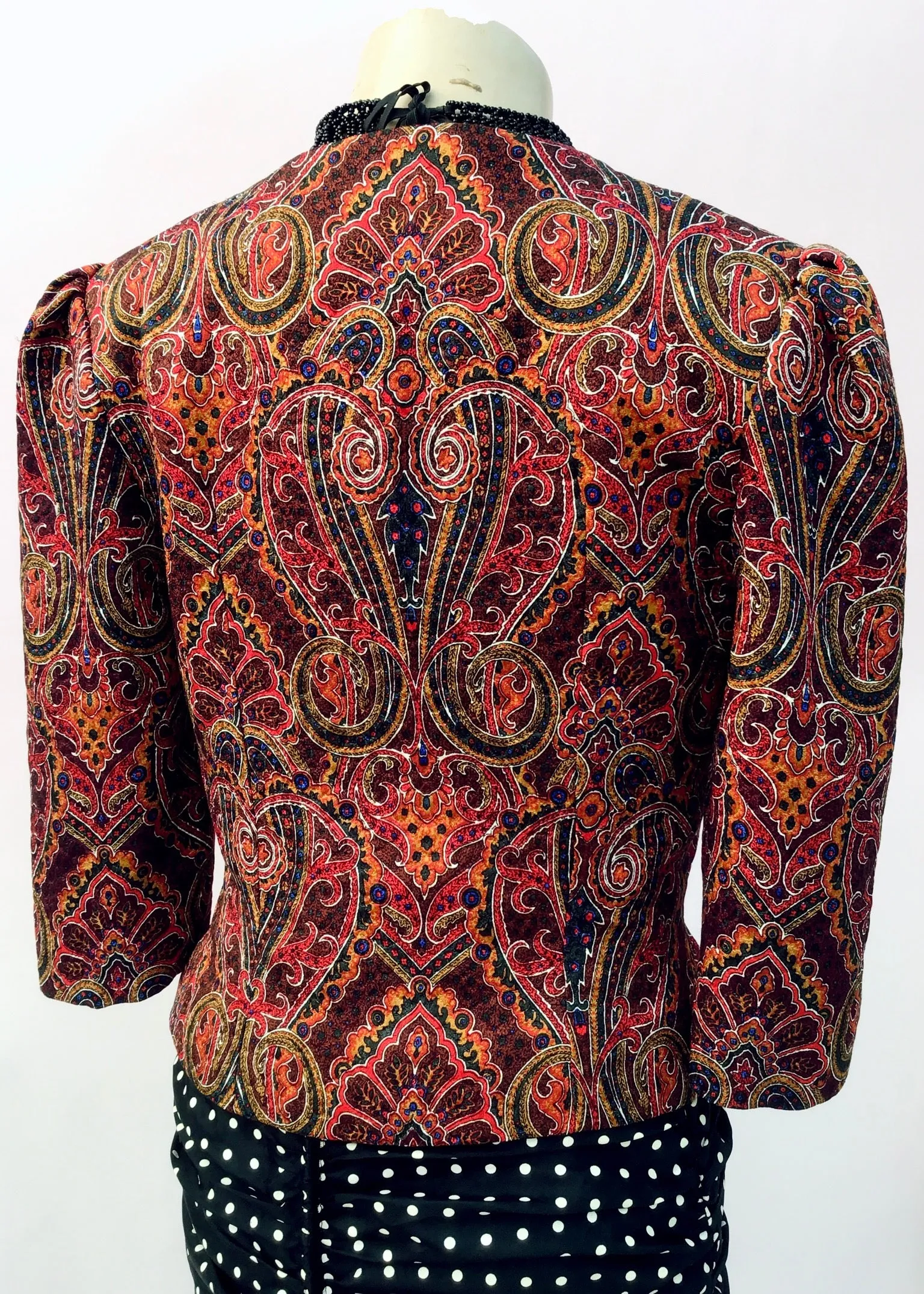 1980s Vintage Silk Paisley Cropped Jacket • Size 40B • Louisa Couture