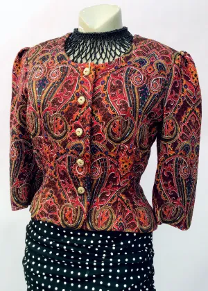 1980s Vintage Silk Paisley Cropped Jacket • Size 40B • Louisa Couture