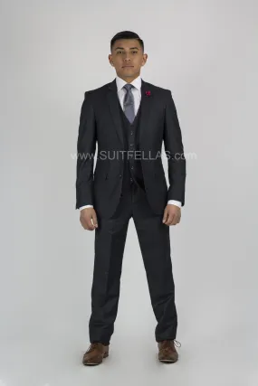 2 Button Notch Lapel Charcoal Slim Fit Suit FF2SV-4030