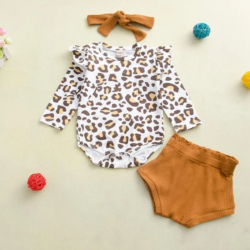 3pcs Fashion Chlorofibre Falbala Babysuits Short Pants and Hair Band