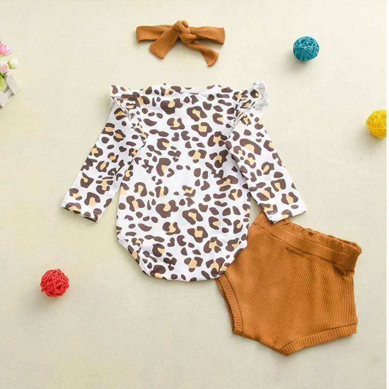 3pcs Fashion Chlorofibre Falbala Babysuits Short Pants and Hair Band