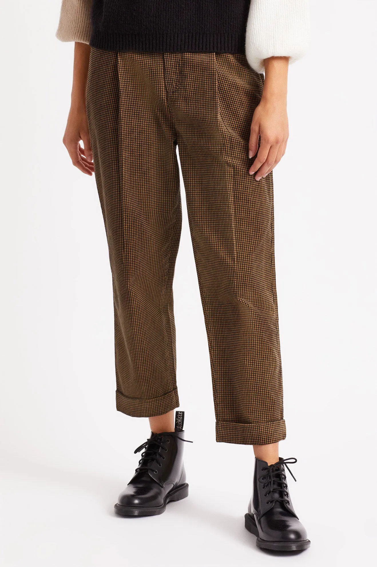 Aberdeen Trouser Pant - Khaki Houndstooth