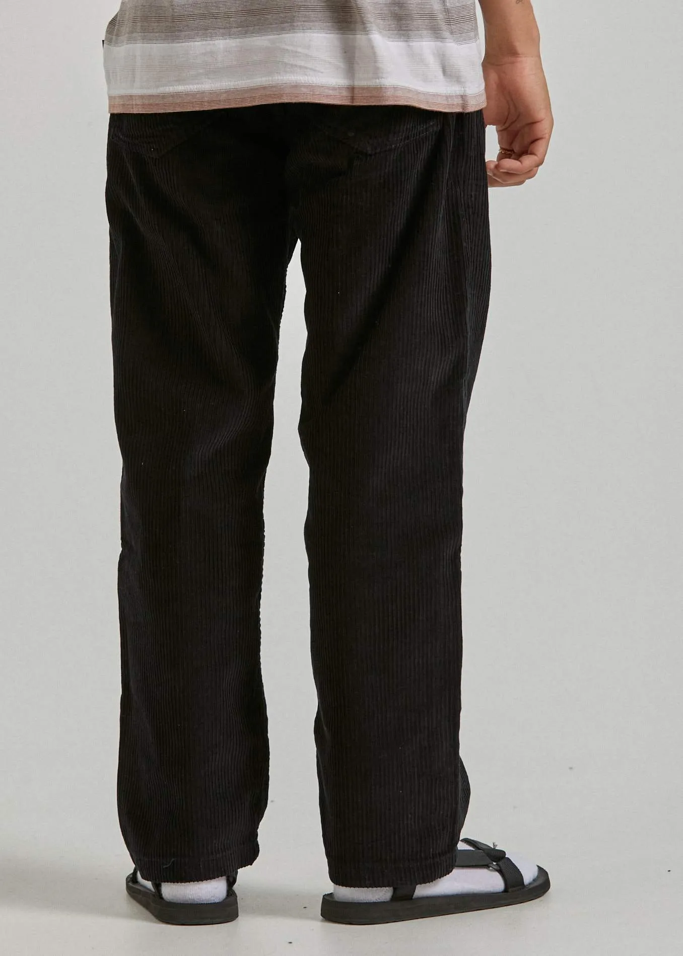 Afends Mens Ninety Twos - Corduroy Relaxed Fit Pant - Black