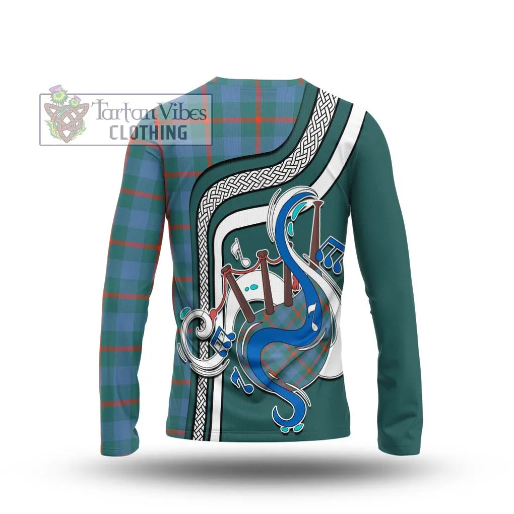 Agnew Ancient Tartan Long Sleeve T-Shirt with Epic Bagpipe Style