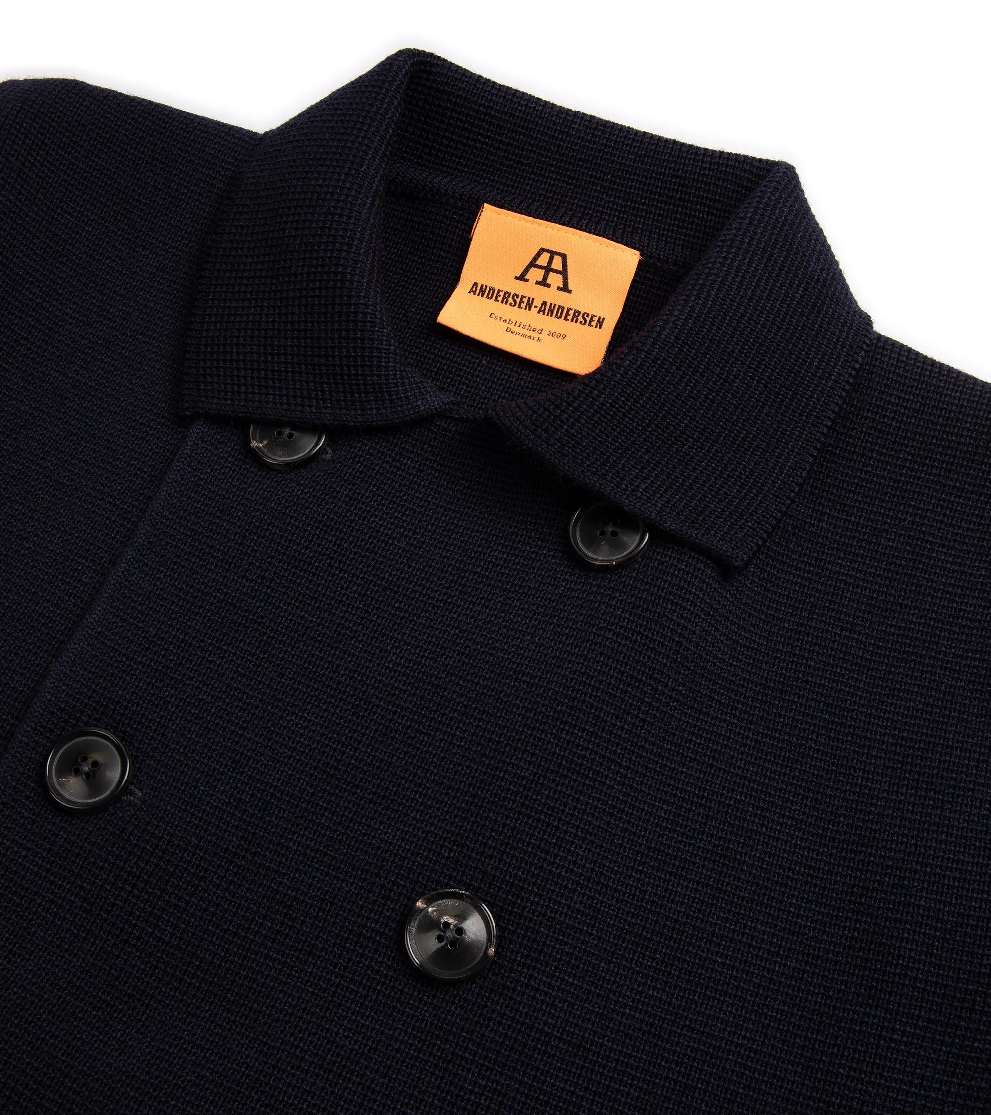 Andersen-Andersen Wool Knit Peacoat: Navy