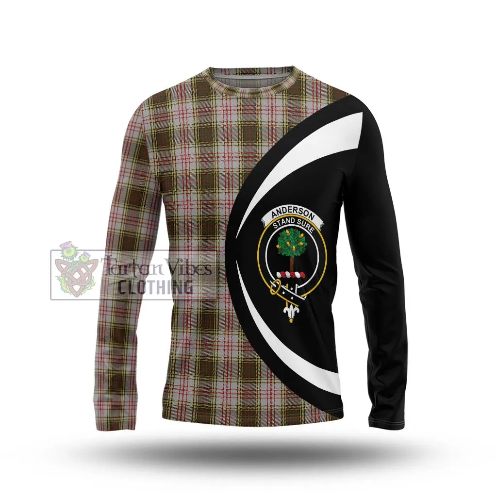 Anderson Dress Tartan Long Sleeve T-Shirt with Family Crest Circle Style