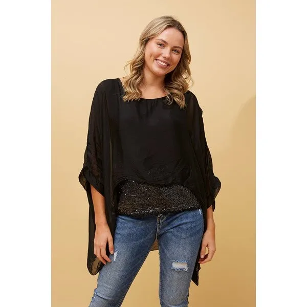 ARGLE SILK BLEND SEQUIN TOP