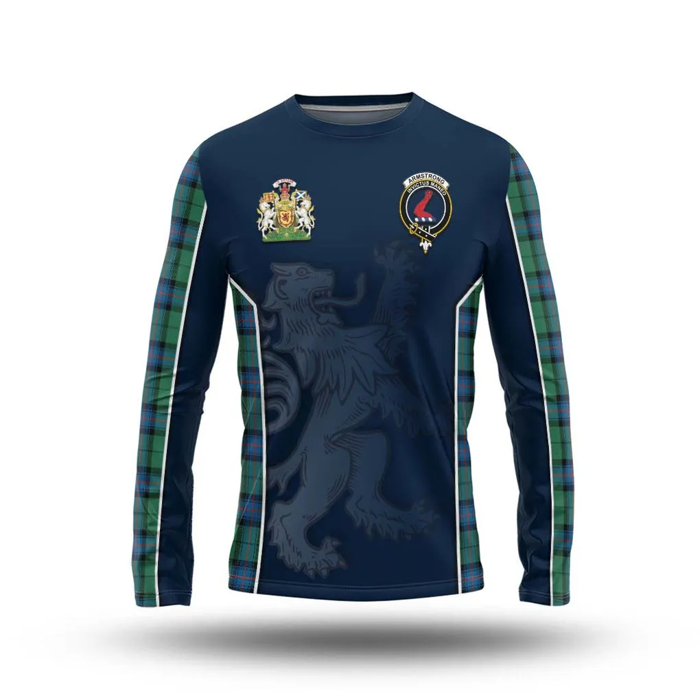 Armstrong Ancient Tartan Long Sleeve T-Shirt with Family Crest and Lion Rampant Vibes Sport Style