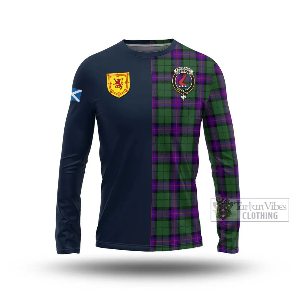 Armstrong Modern Tartan Long Sleeve T-Shirt Alba with Scottish Lion Royal Arm Half Style