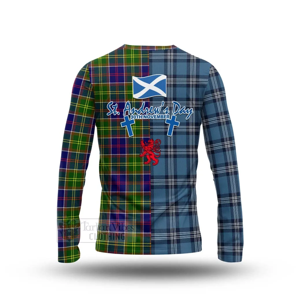 Arnott Tartan Long Sleeve T-Shirt Happy St. Andrew's Day Half Tartan Style