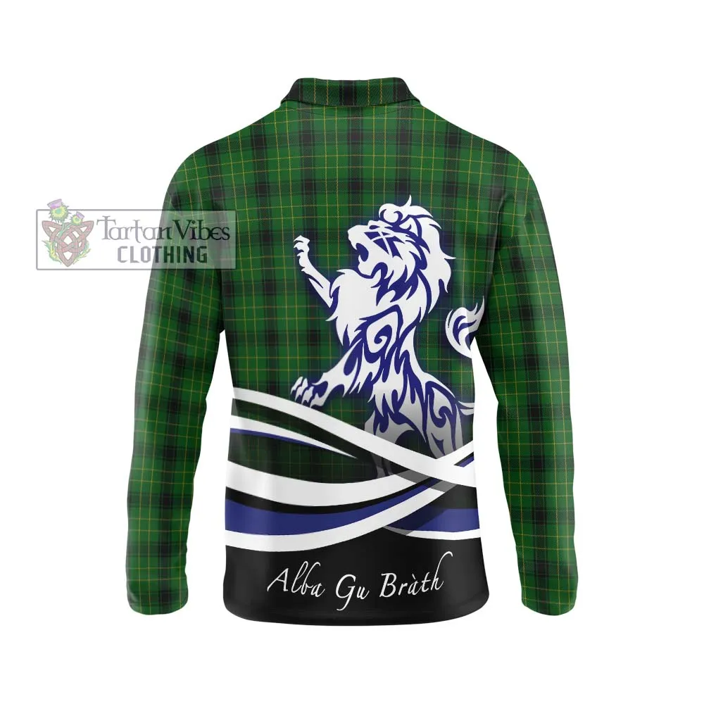 Arthur Highland Tartan Long Sleeve Polo Shirt with Alba Gu Brath Regal Lion Emblem