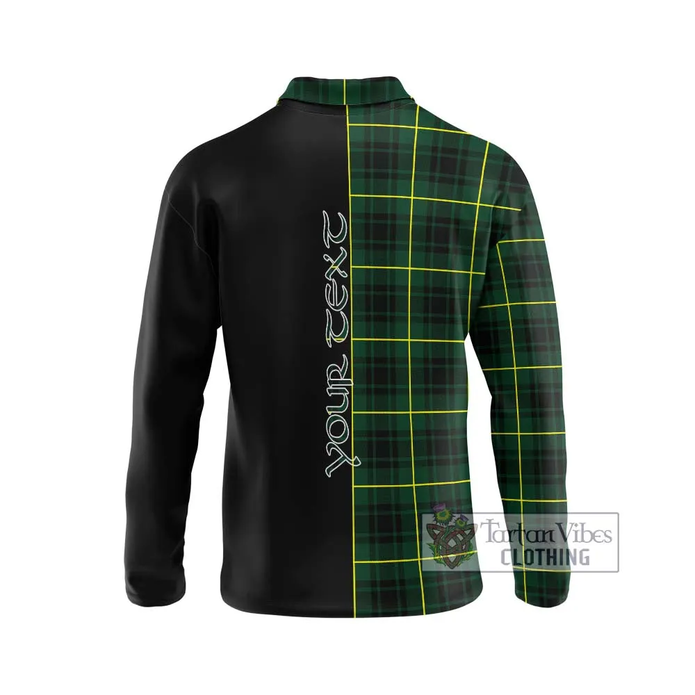 Arthur Modern Tartan Long Sleeve Polo Shirt with Family Crest and Half Of Me Style