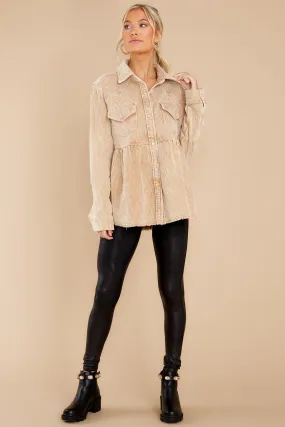 Attracting Looks Camel Corduroy Top