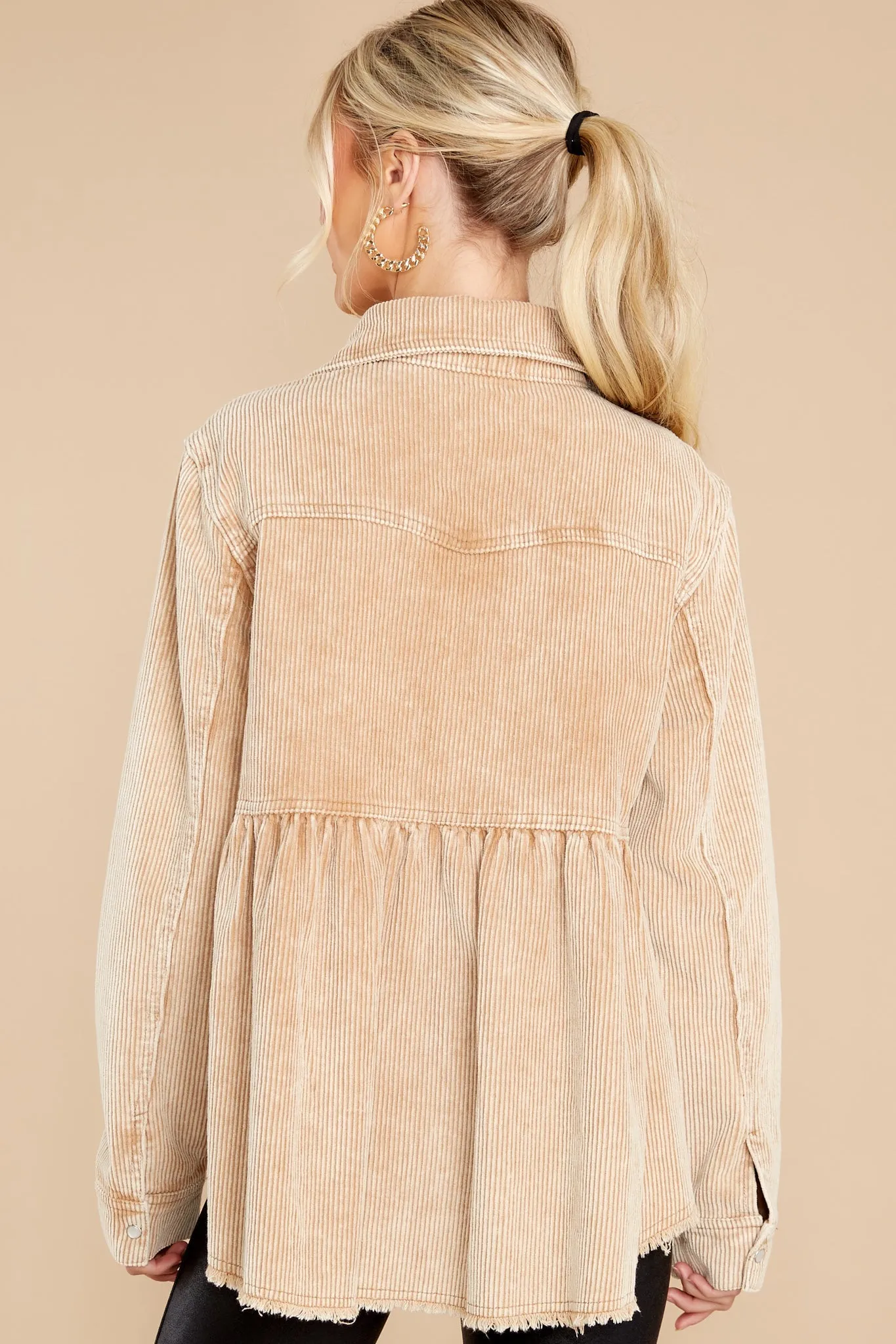 Attracting Looks Camel Corduroy Top