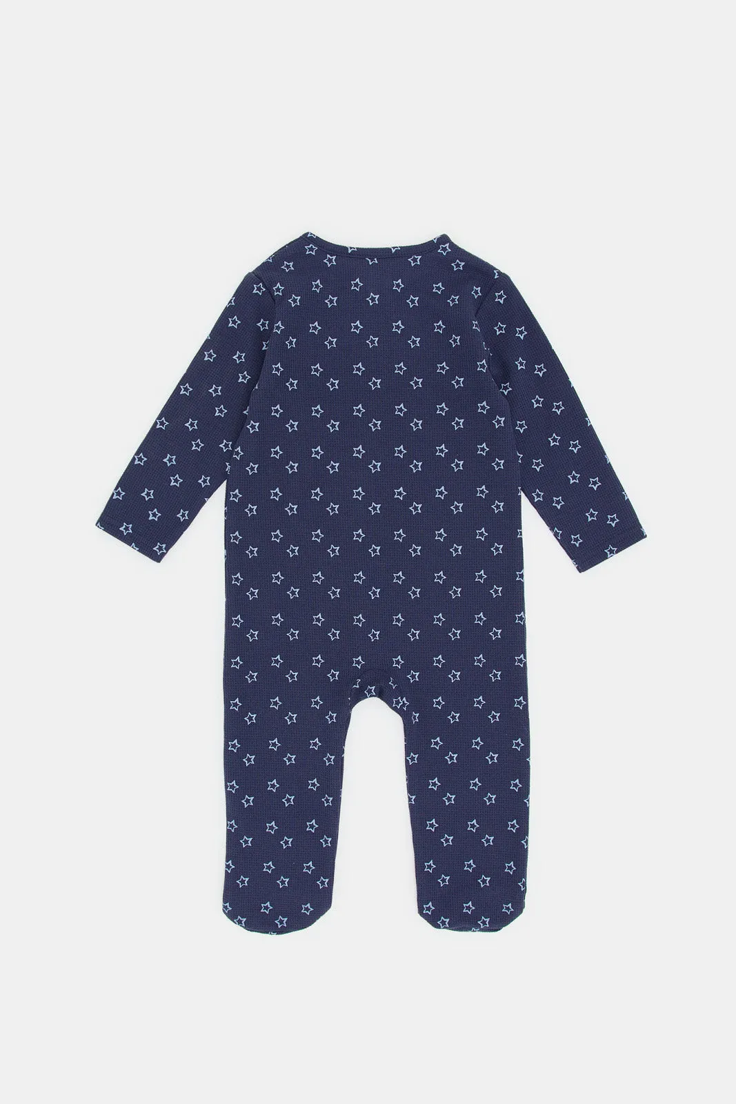 Babies Navy Printed Jumpsuit Coat