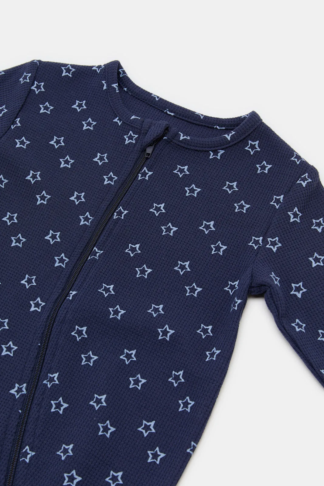 Babies Navy Printed Jumpsuit Coat