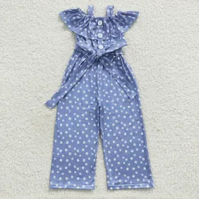 baby girl blue polka dot strap print jumpsuit SR0421