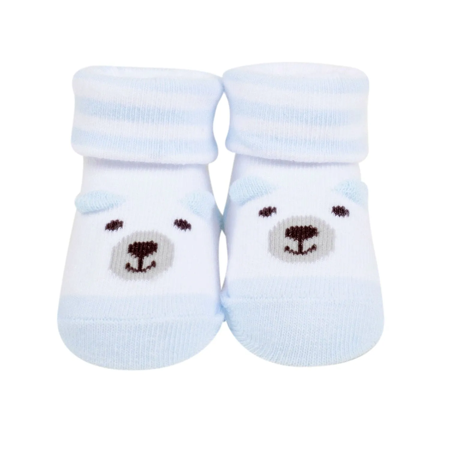 Baby Moo 3D Bear Duck Cotton Ankle Length Infant Dress Up Walking Set of 2 Socks Booties - Blue