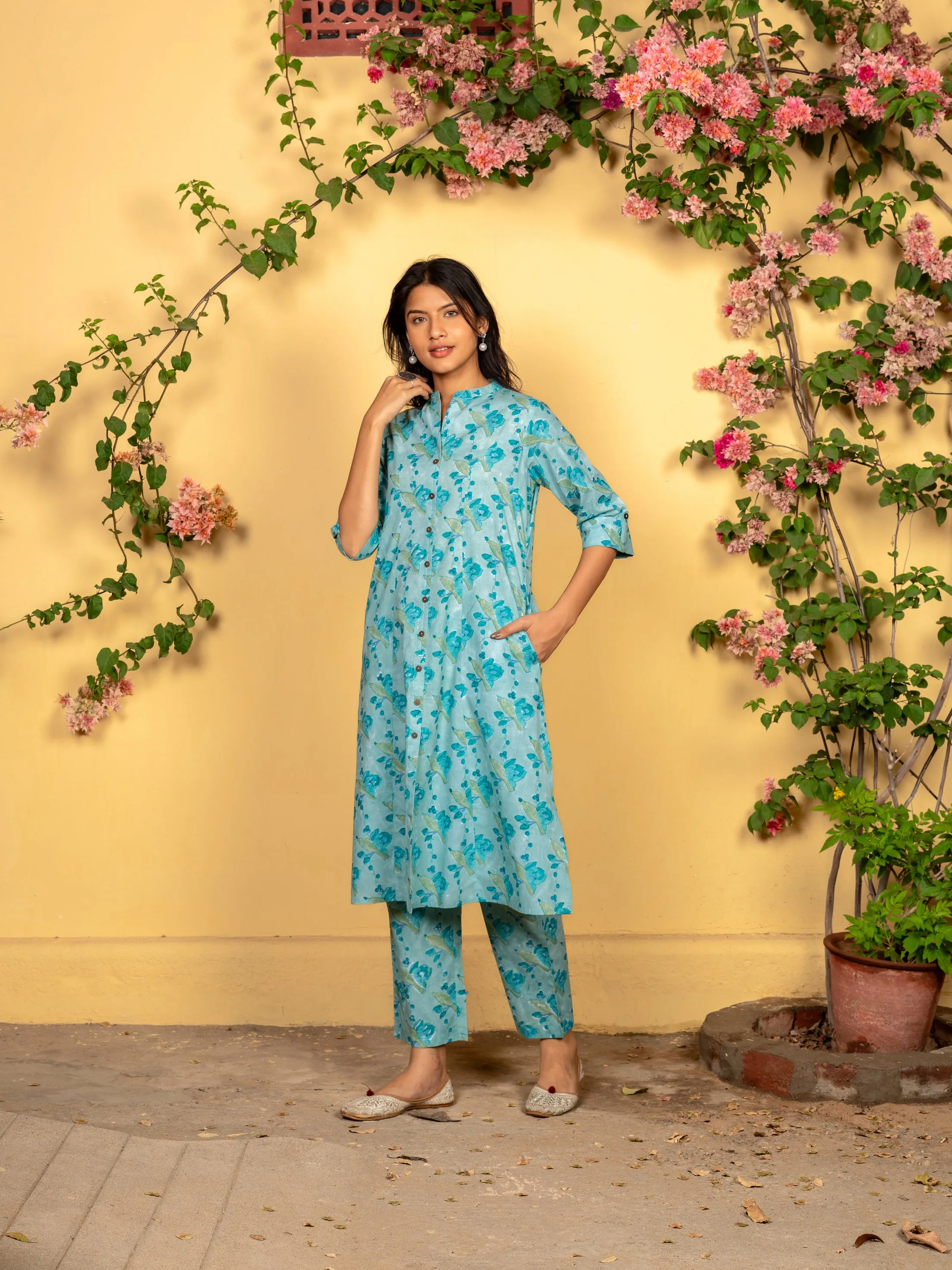 Bahaar Blue Bird Kurta Set