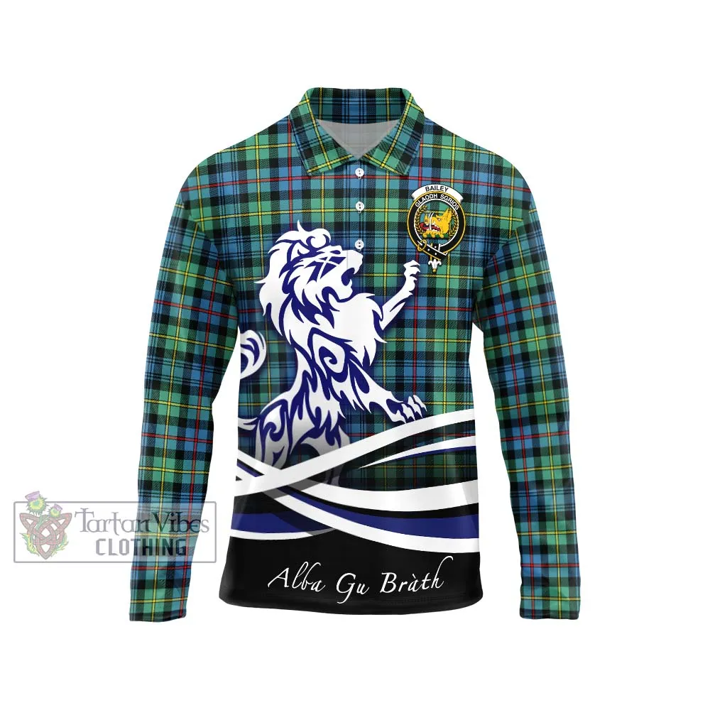 Bailey Ancient Tartan Long Sleeve Polo Shirt with Alba Gu Brath Regal Lion Emblem