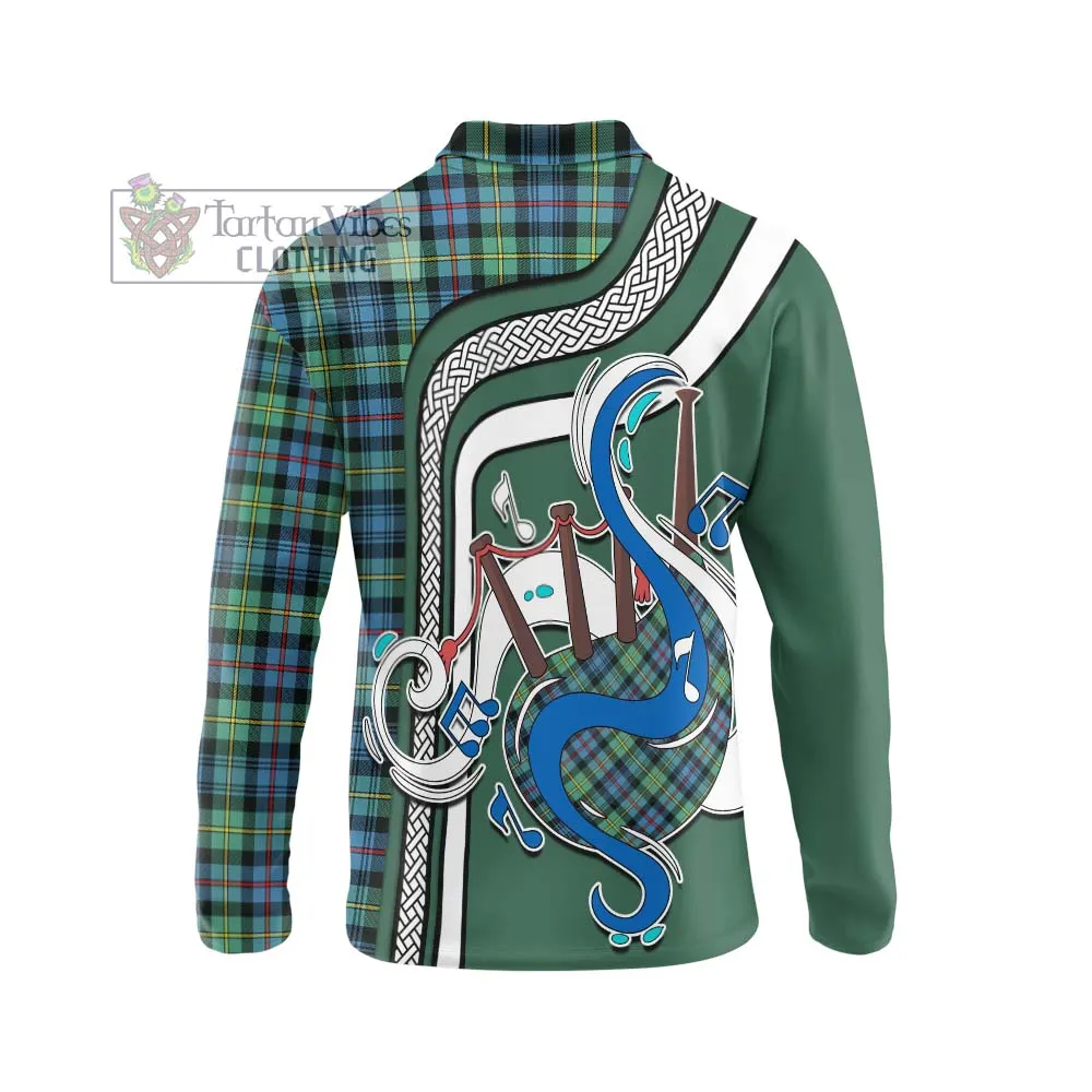 Bailey Ancient Tartan Long Sleeve Polo Shirt with Epic Bagpipe Style