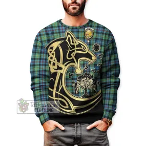 Bailey Ancient Tartan Sweatshirt with Family Crest Celtic Wolf Style