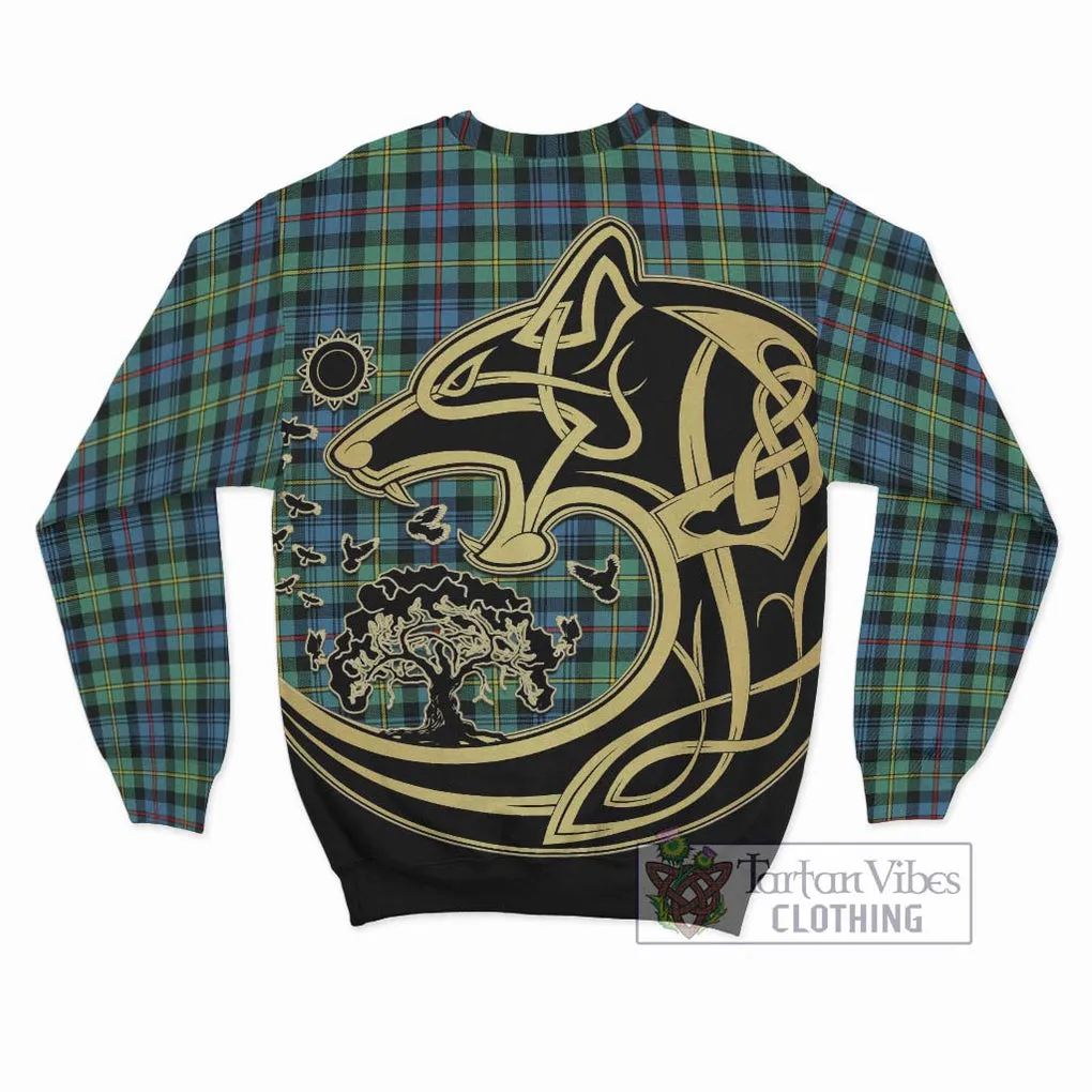 Bailey Ancient Tartan Sweatshirt with Family Crest Celtic Wolf Style