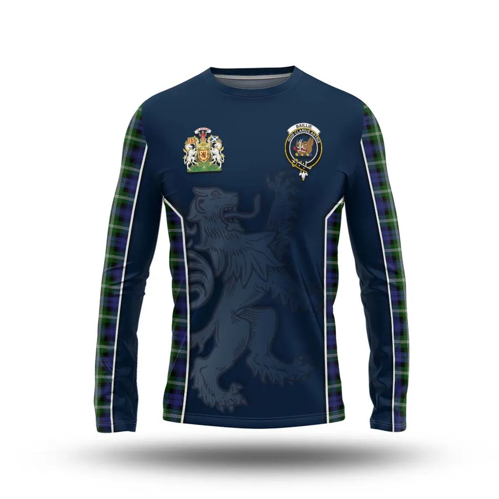 Baillie (Bailey) Tartan Long Sleeve T-Shirt with Family Crest and Lion Rampant Vibes Sport Style