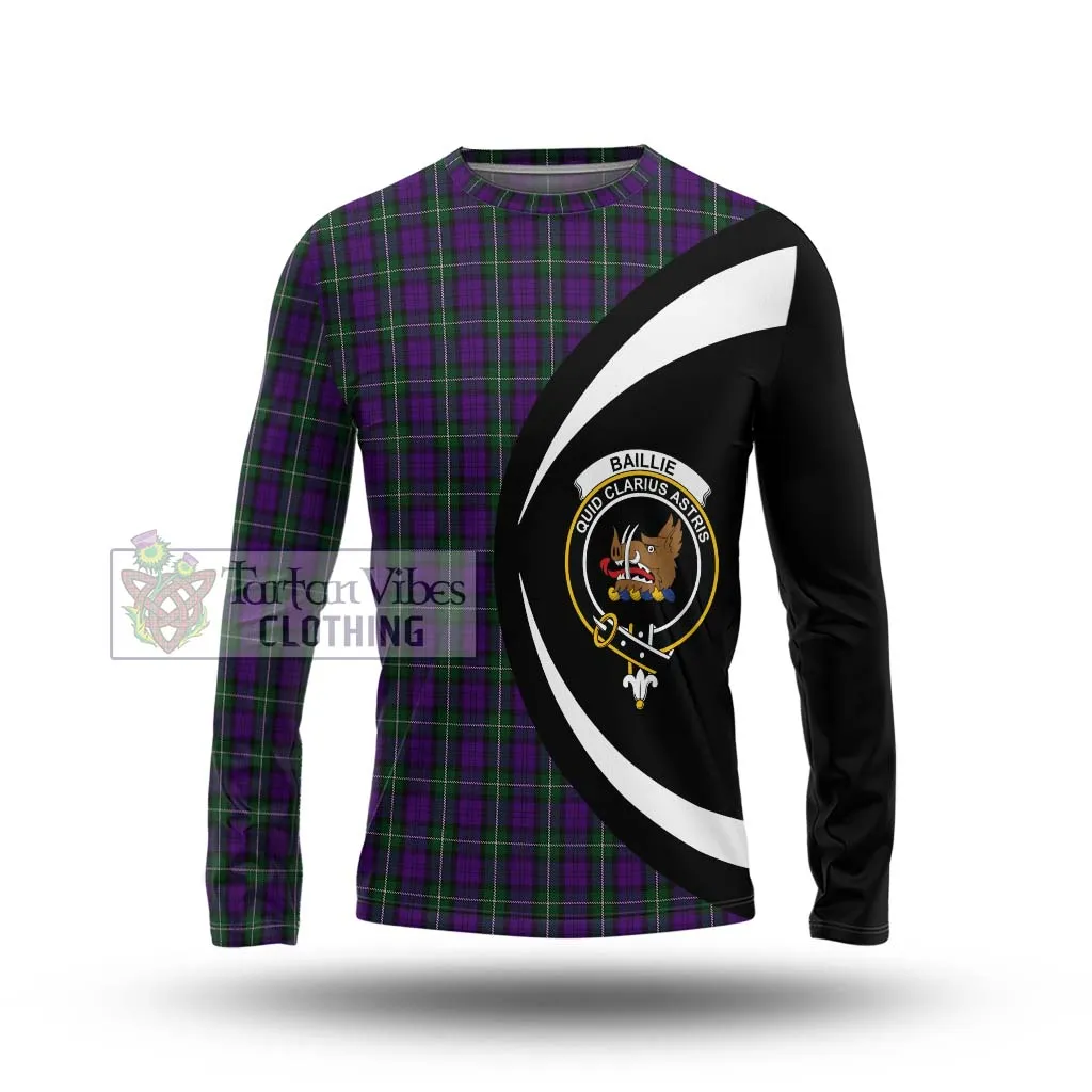 Baillie Highland Society Tartan Long Sleeve T-Shirt with Family Crest Circle Style