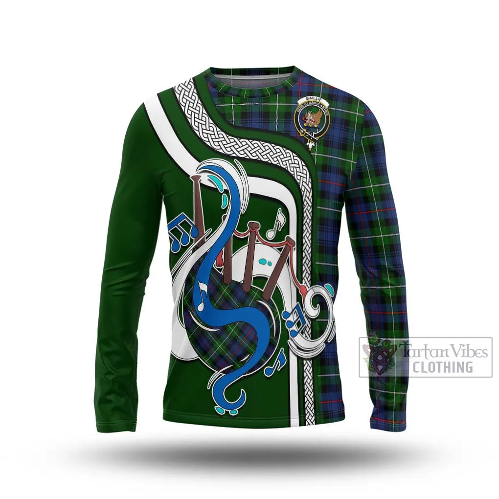 Baillie Tartan Long Sleeve T-Shirt with Epic Bagpipe Style