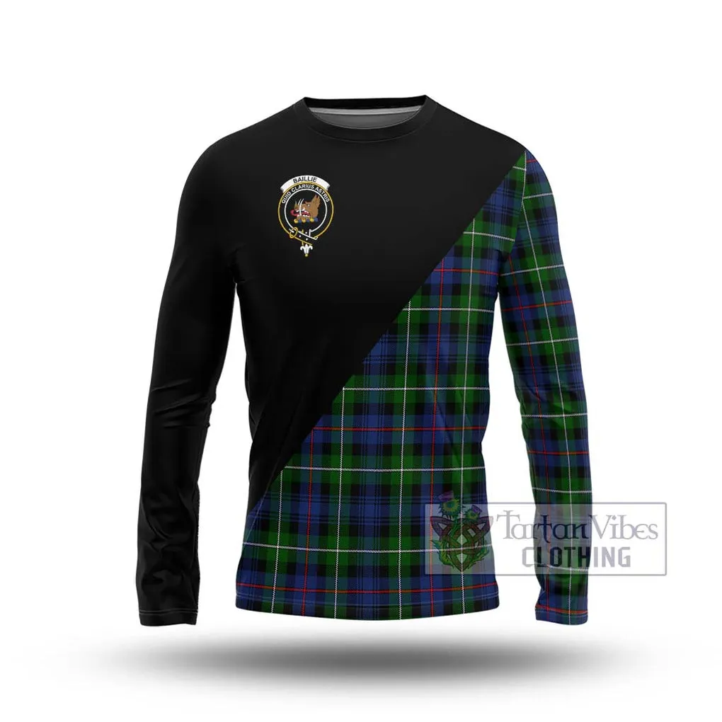 Baillie Tartan Long Sleeve T-Shirt with Family Crest and Military Logo Style