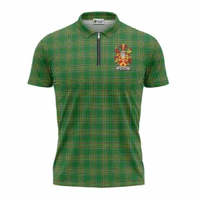 Bateman Irish Clan Tartan Zipper Polo Shirt with Coat of Arms