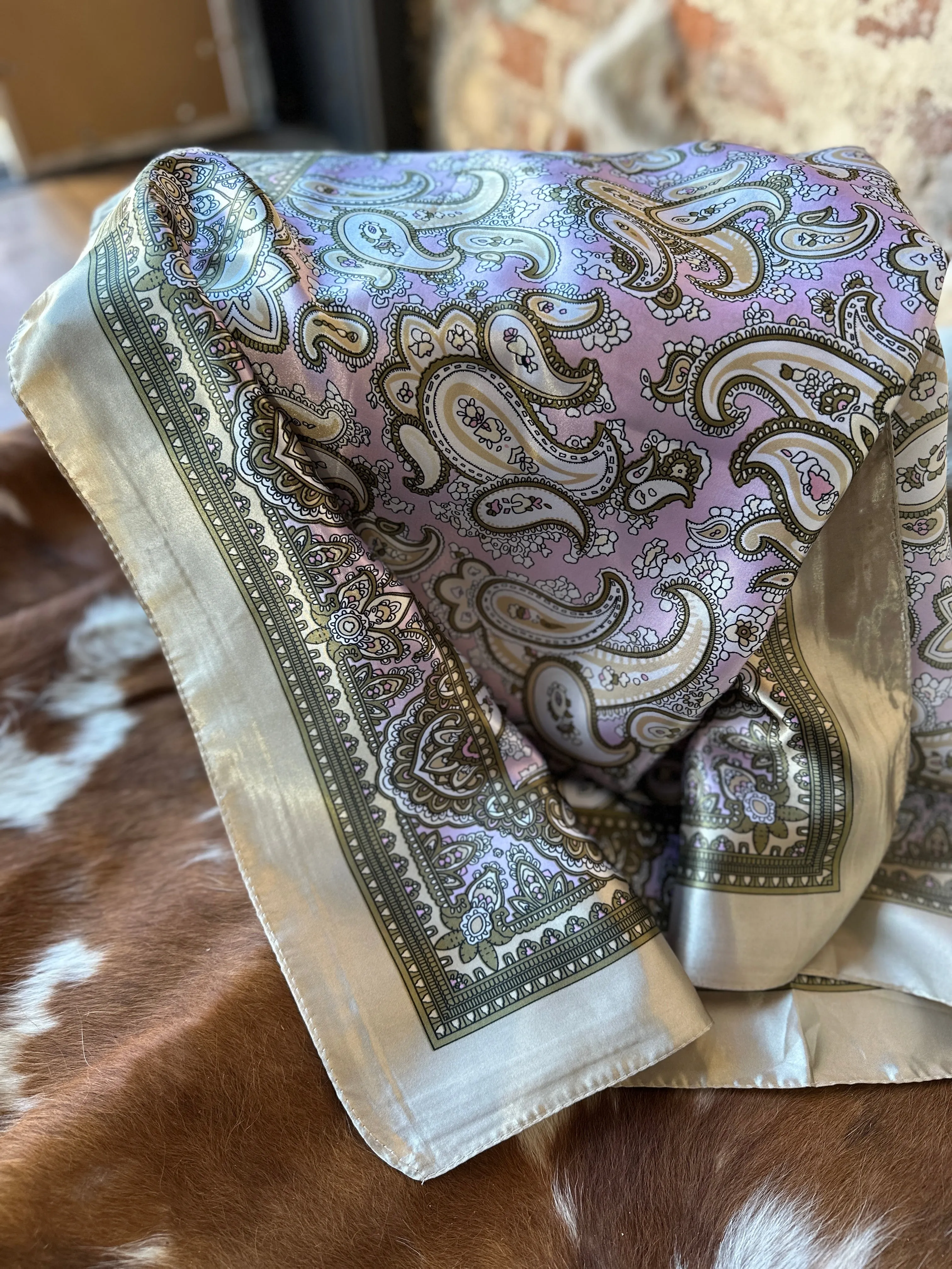 Beatrice Lavender & Tan Paisley Wild Rag