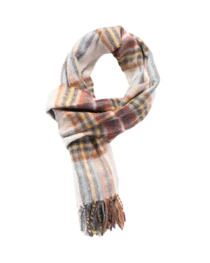 Beige Bannochbrae Tartan Made in England Merino Wool Scarf