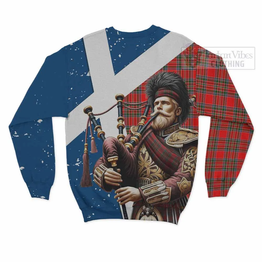 Binning Tartan Sweatshirt with Family Crest Scottish Bagpiper Vibes