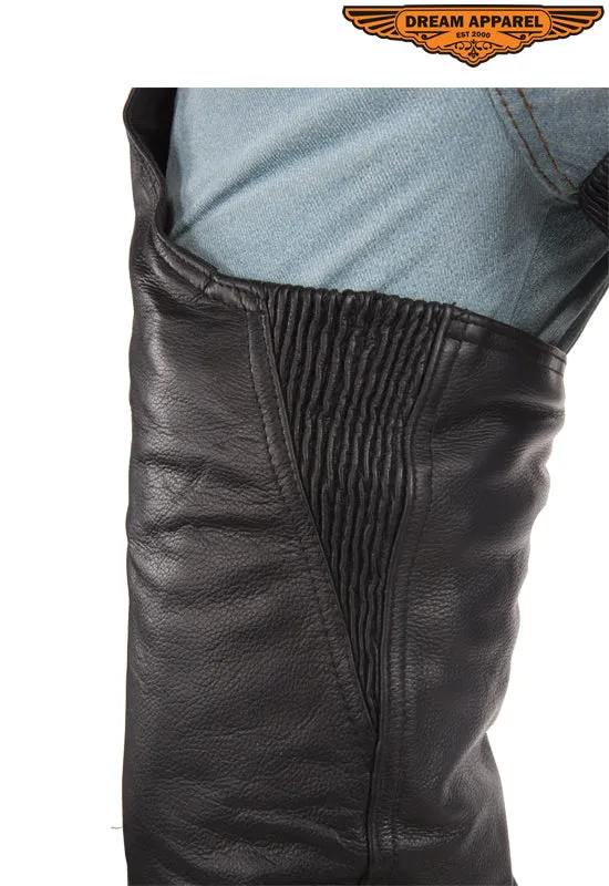 Black Naked Cowhide Leather Chaps With Mesh Liner