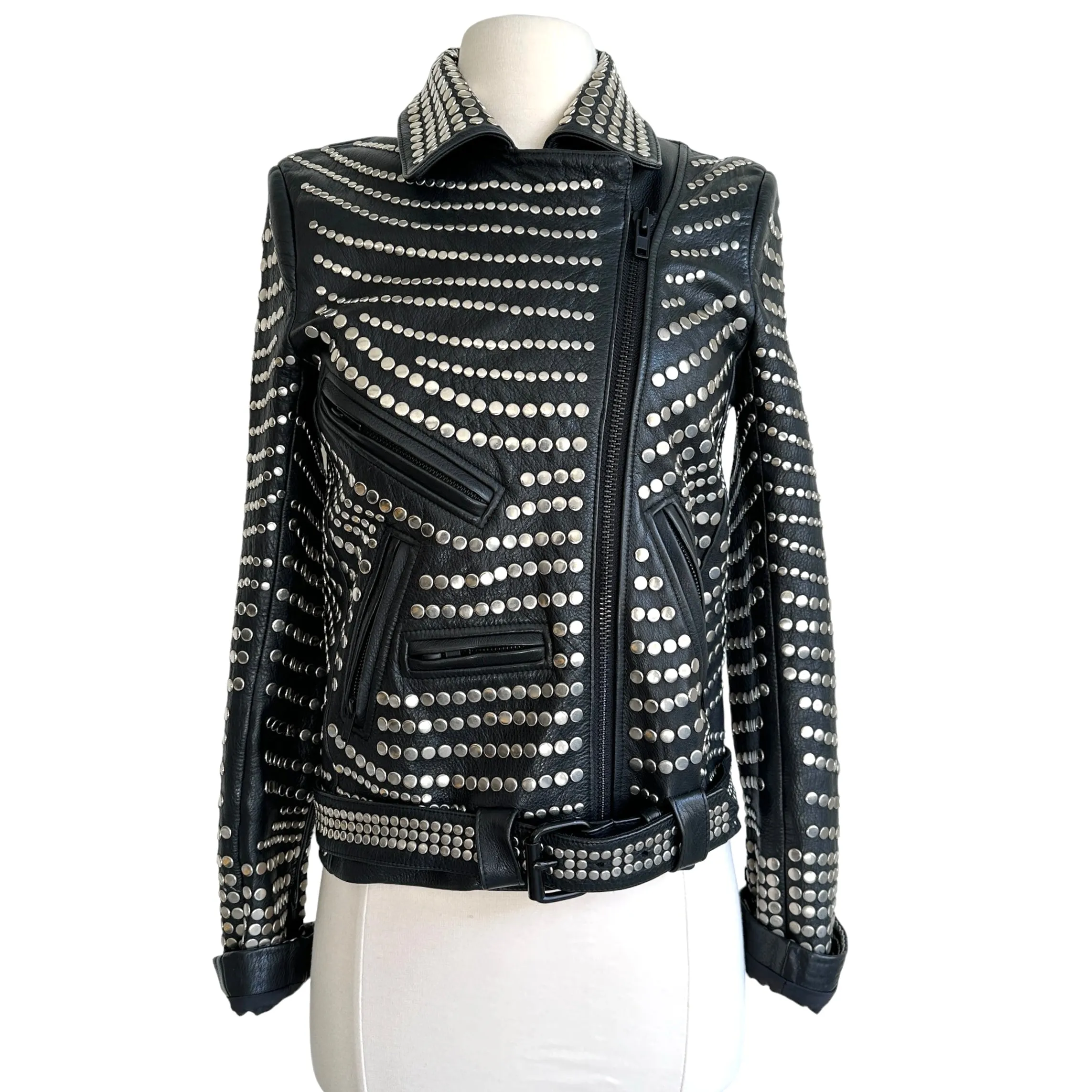 Black Studded Leather Jacket - 4