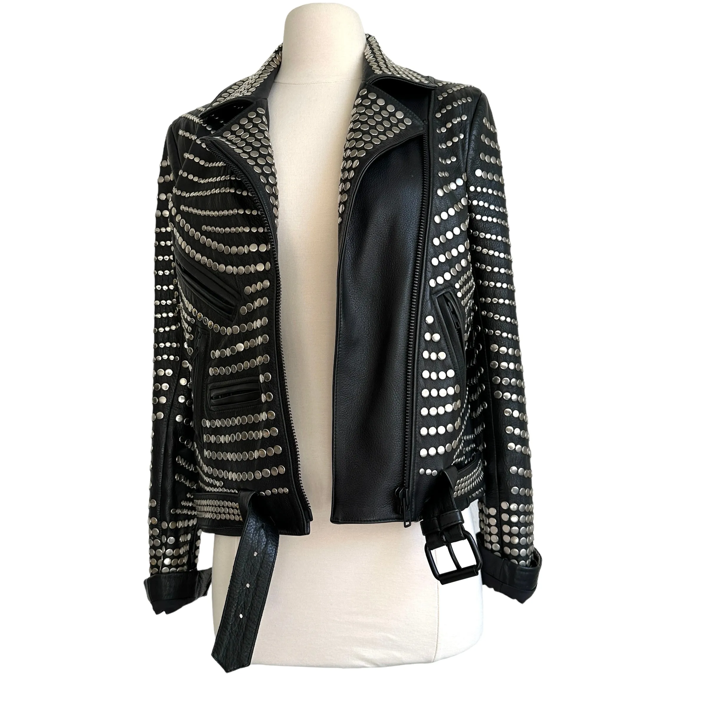 Black Studded Leather Jacket - 4