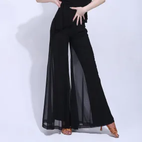 Black Two Layer Mesh Dance Pants