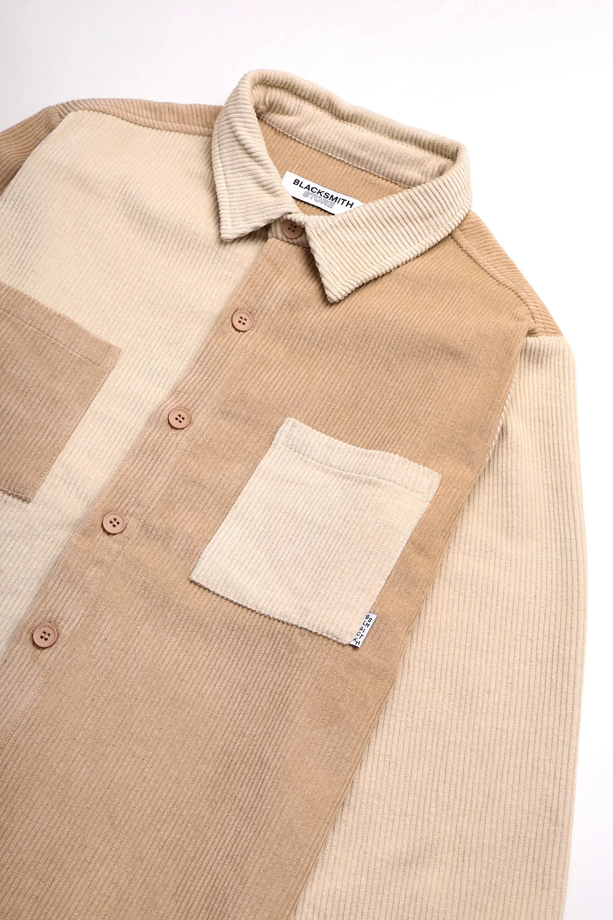 Blacksmith - Patchwork Corduroy Shirt - Natural