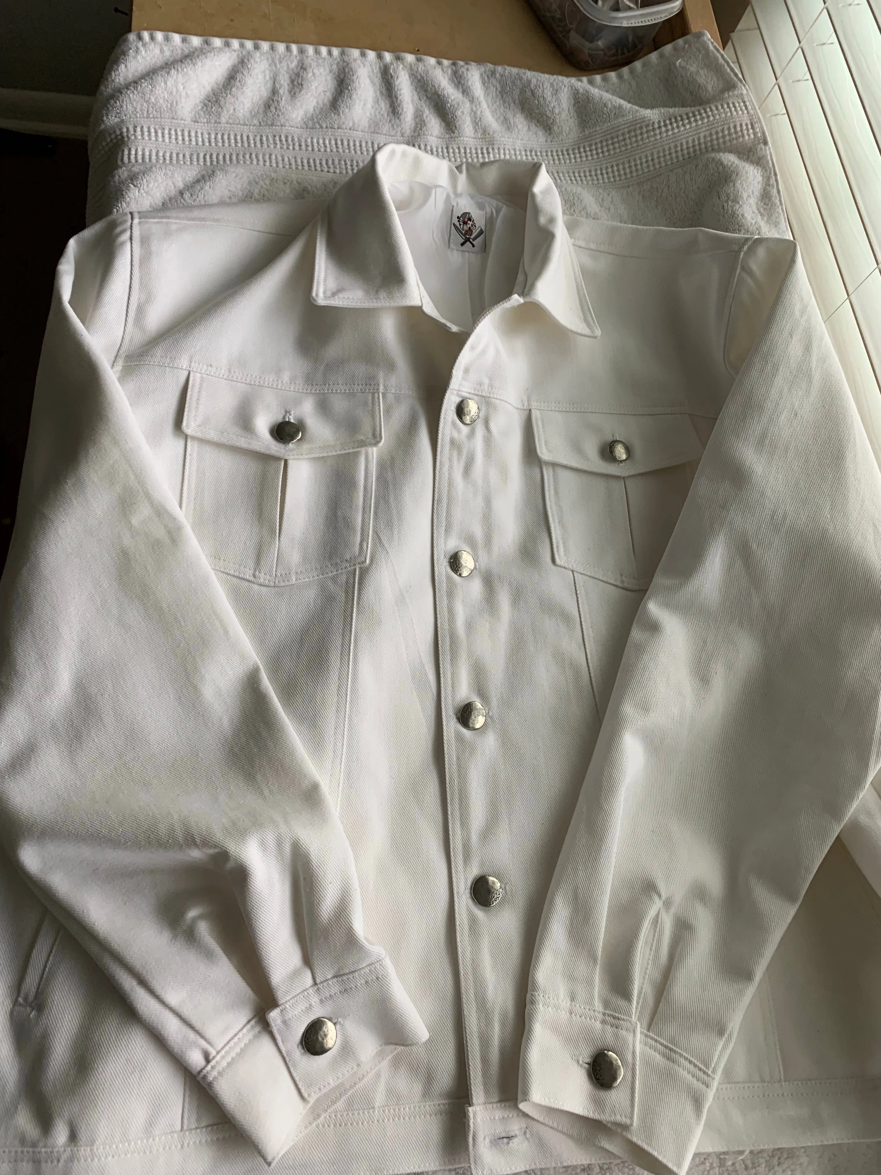 “Blanco Demonio” (White Demon) white denim jacket