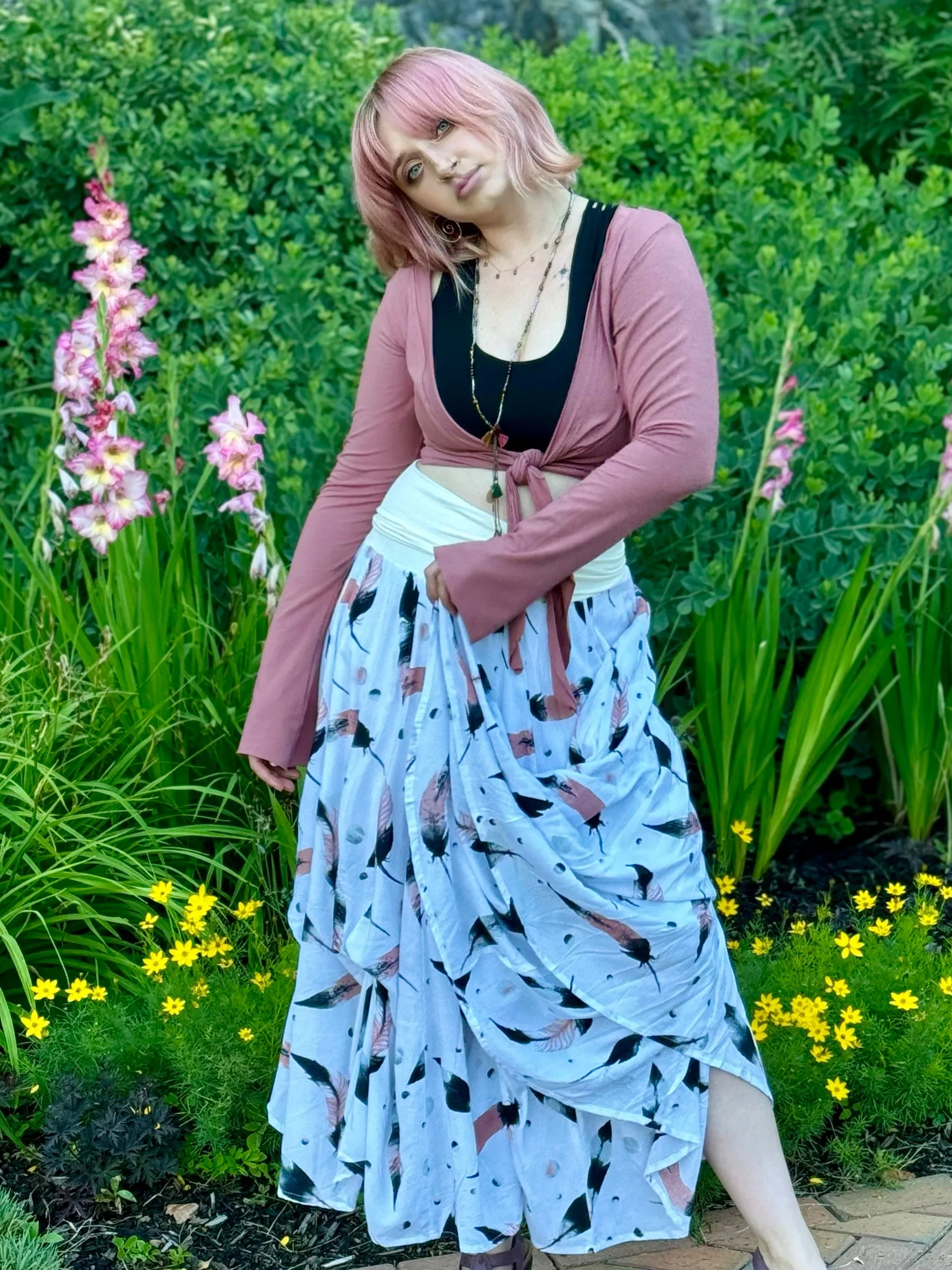 Blooming Lotus Skirt: Feather Motif Limited Edition