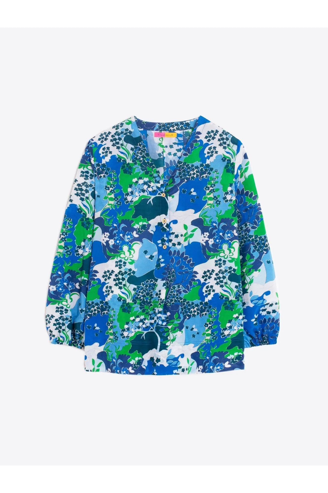 Blue Blossom Puff Sleeve Ebba Shirt