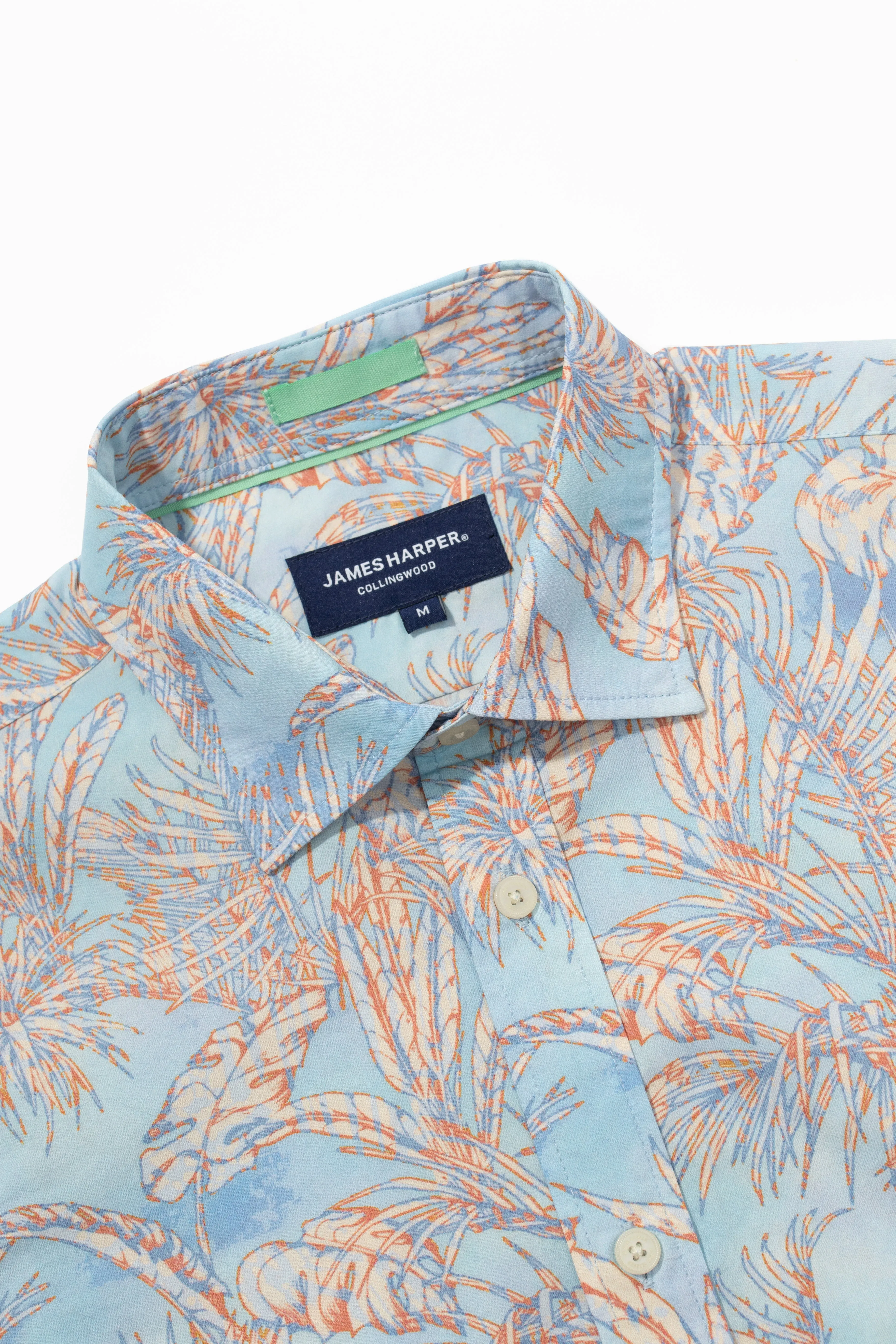 Blue Tropical Poplin Linen  Shirt