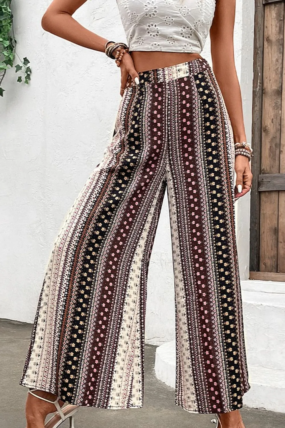 Bohemian Floral High Waist Wide Leg Pants