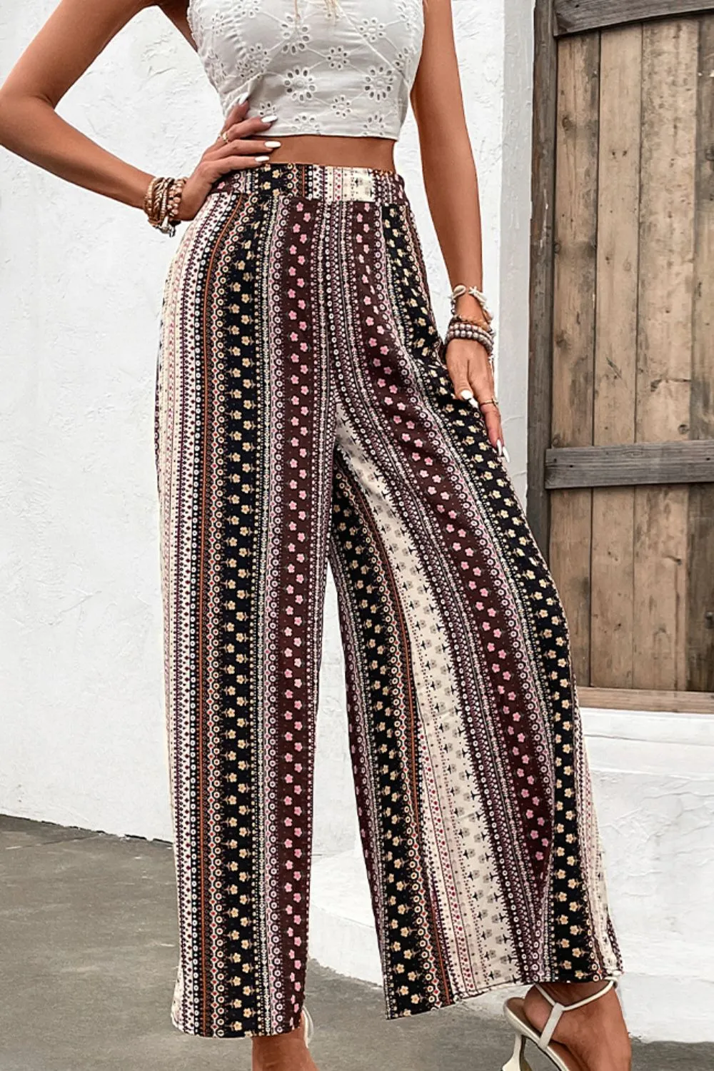 Bohemian Floral High Waist Wide Leg Pants