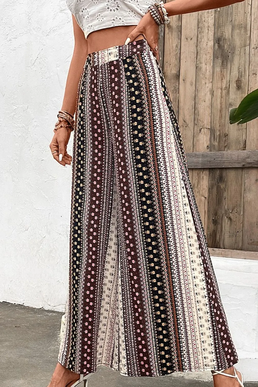 Bohemian Floral High Waist Wide Leg Pants